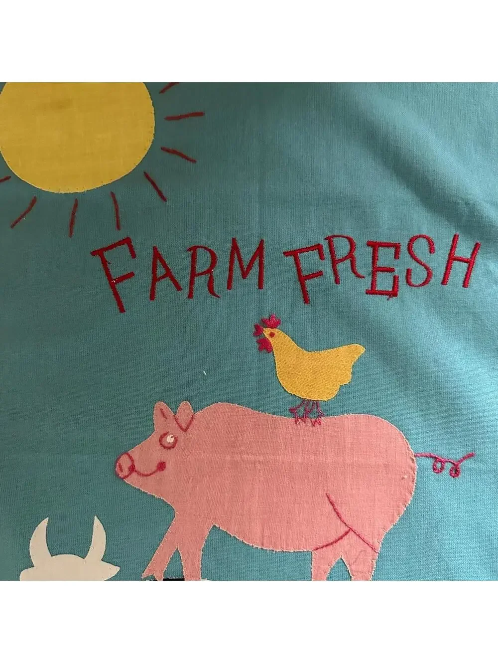 Vintage Sur La Table Embroidered Appliqué Rise and Shine Tea Towels Set of 3 NWT